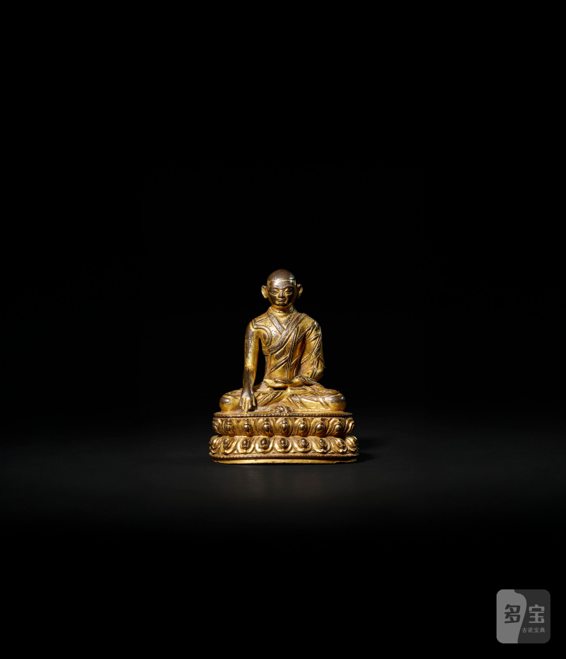 STATUE DE LAMA KAGYU EN ALLIAGE DE CUIVRE DORÉ  TIBET, XIIIE-XIVE SIÈCLE